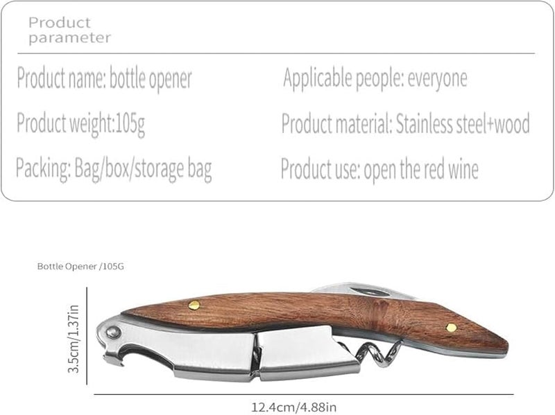 Kit-Home Professional Waiter Corkscrew Wine Key for Bartenders Set of 3,With Long Rosewood Handle Stainless Steel Handle Wine Opener for Bar Restaurant Waiters, Sommelier, Bartend (Long Rose Wood 3 Packs) - Image 4